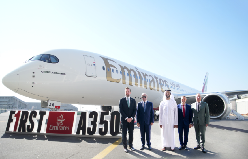 Presentan oficialmente primer avión A350-900 de Emirates 